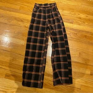 COPY - Princess Polly size 0 orange and black plaid flannel trouser pants